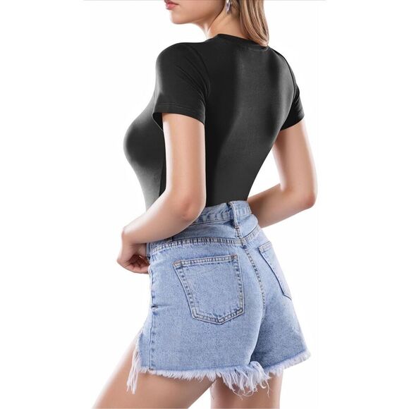 NEW MANGOPOP Round Neck Short Sleeve Bodysuit XS - Picture 4 of 6